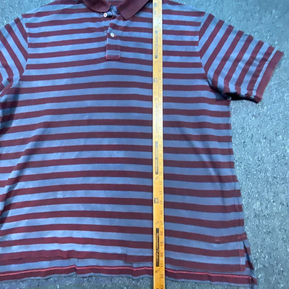Polo Ralph Lauren Polo Shirt 3XB Big Mens Burgundy Grey Striped Pony Logo‎